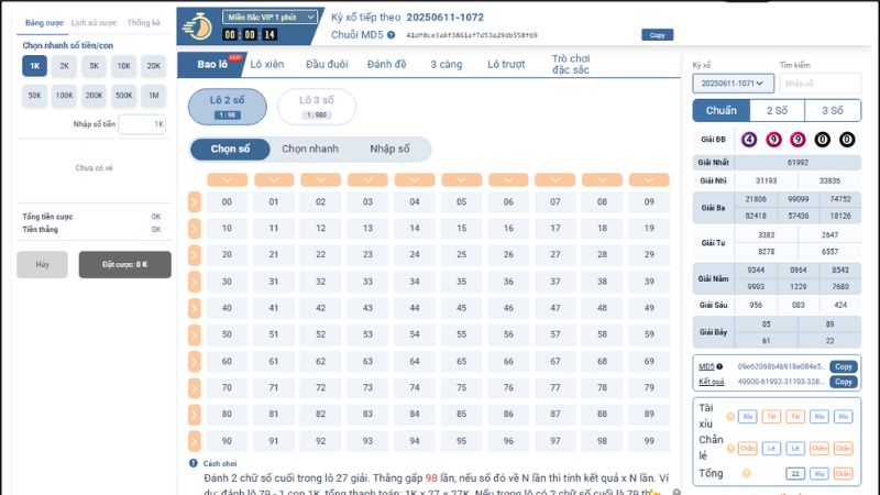 Lô đề siêu tốc MD5 tại sảnh lô đề Vibet